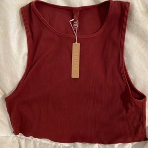 SKIMS Cotton Rib Super Crop Tank, size L.